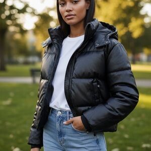 ZARA leather jacket Black WOMEN